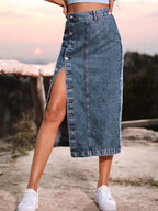 DressBetty -  Streetwear Button Denim Skirt Bodycon Long Skirt
