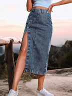 DressBetty -  Streetwear Button Denim Skirt Bodycon Long Skirt