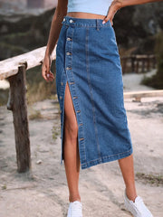DressBetty -  Streetwear Button Denim Skirt Bodycon Long Skirt