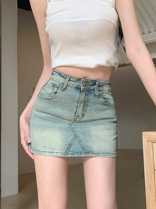 DressBetty - Y2K Vintage Short Denim Fashion A-line Washed Jeans Skirt