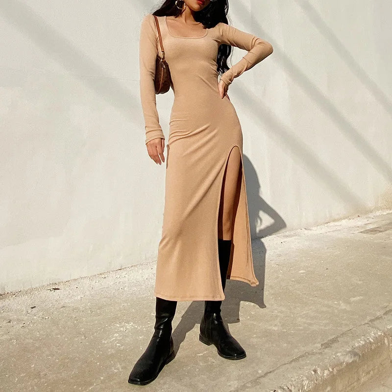 Round Neck  Waist Elegant Streetwear Traf Midi Dresses Main image