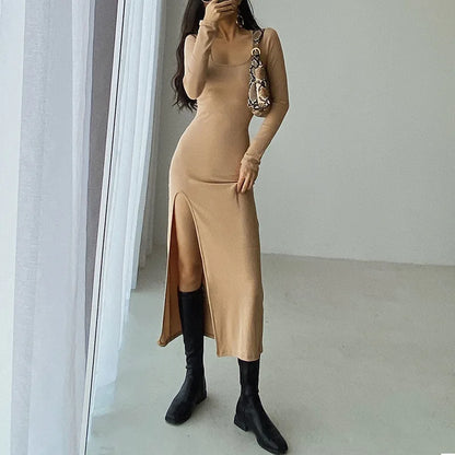 Round Neck Sexy Waist Elegant Streetwear Traf Midi Dresses