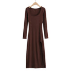 Round Neck  Waist Elegant Streetwear Traf Midi Dresses