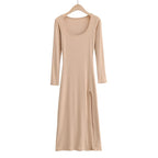 Round Neck  Waist Elegant Streetwear Traf Midi Dresses