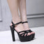 Black/Brown Waterproof  Peep Toe Narrow Band Cross Hollow Out High Heel