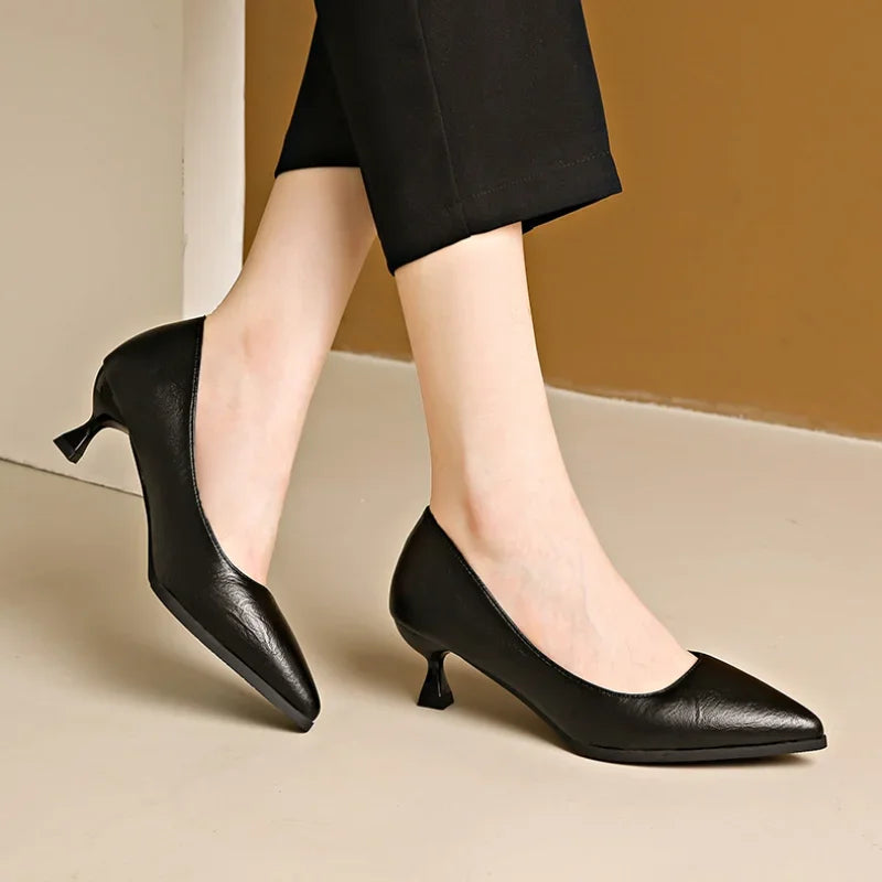 Black Highs Autumn Fashion Pointed  Stiletto Commuting Ladies Low Heel Pumps Main image
