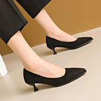 Black Highs Autumn Fashion Pointed  Stiletto Commuting Ladies Low Heel Pumps