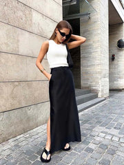 DressBetty - Loose Black Long Skirts A-Line Elegant Summer Skirt