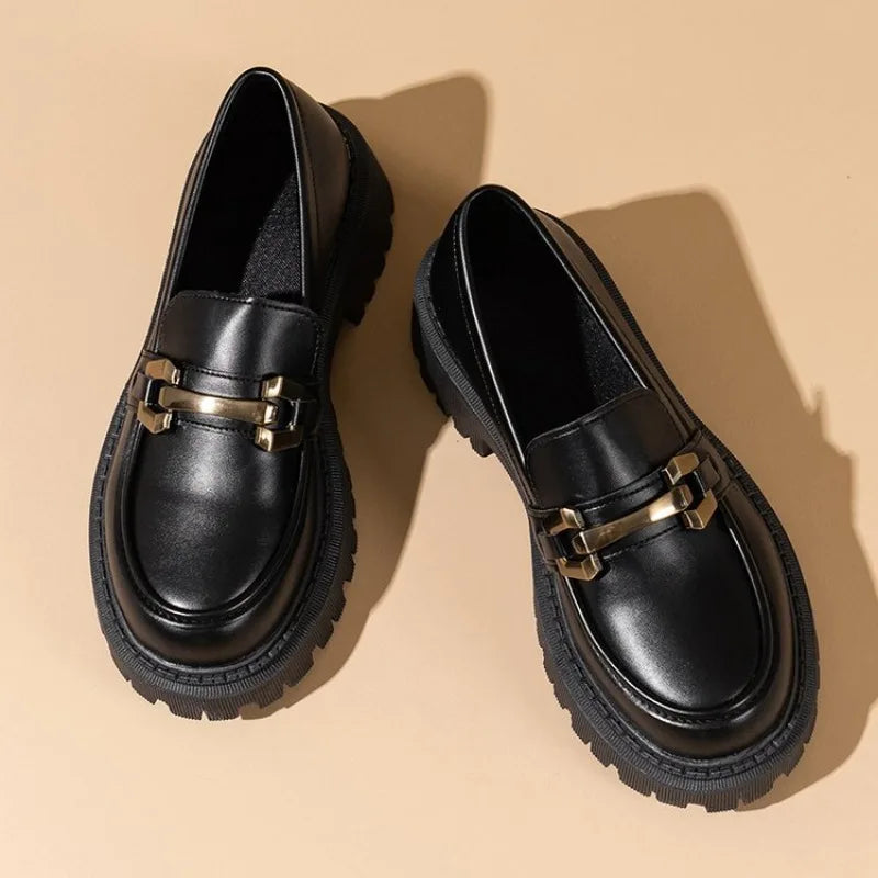 Patent Leather Slip On Platform British Tassel Casual Work Spring Flats Loafers