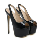 Black  Peep Toe 6cm Waterproof Platform High Heel