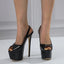 Black  Peep Toe 6cm Waterproof Platform High Heel