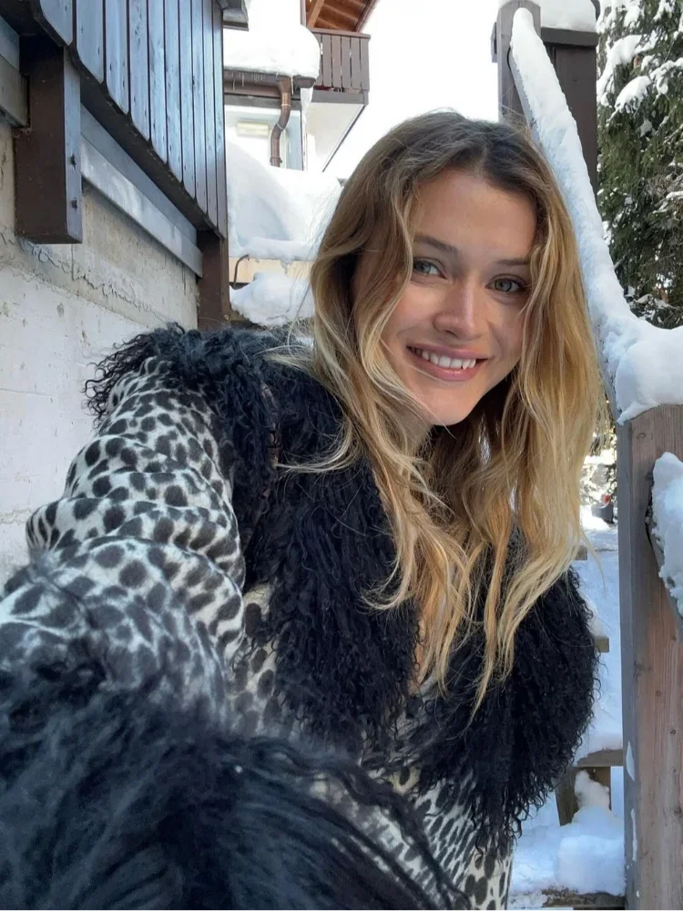 Black White Leopard Faux Chic Long Single Breasted High Street Short Coat Main image