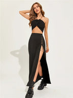 Black  Split Simple Casual All-Match Cool Mature Vitality Skirt