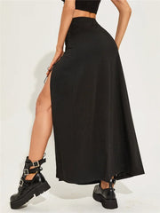 Black  Split Simple Casual All-Match Cool Mature Vitality Skirt