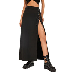 Black  Split Simple Casual All-Match Cool Mature Vitality Skirt