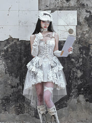 Original Madhouse Vintage Punk Niche Trailing Print Dress Gothic Light Lolita Suspender Dress