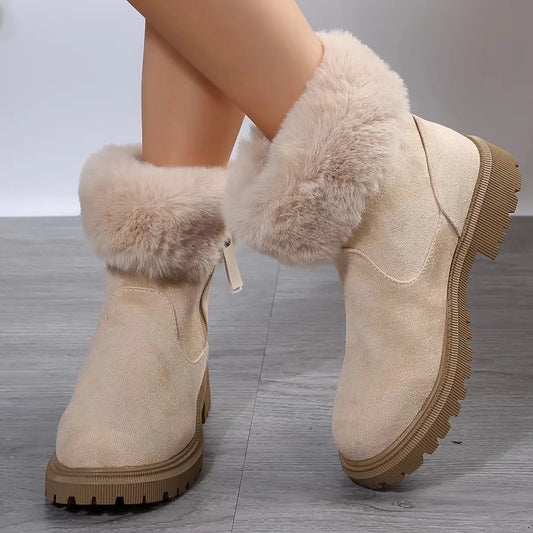 Thick Plush Faux Fur Non-slip Keep Warm Platform Ankle Snow Boot