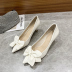 Retro Casual Sweet Fashion Bow Design Round Toe New Low Heel Pumps