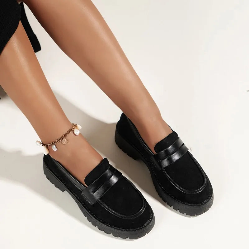 British Style Platform Plus Size Solid Color Retro Autumn Mary Jane Loafers Secondary image