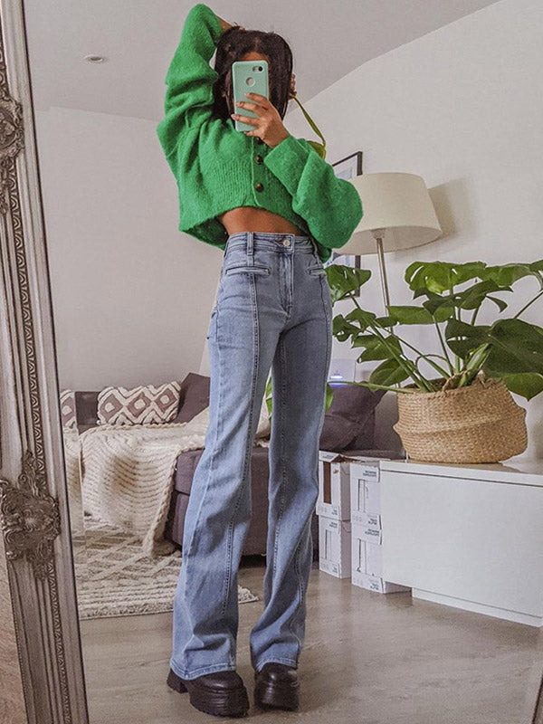 Back Star Patchwork Flare Jeans Flare Jeans