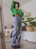 Back Star Patchwork Flare Jeans Flare Jeans