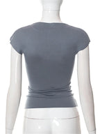 Hollow Out O Neck 2024 Slim Fit Basic  Y2K T-shirts