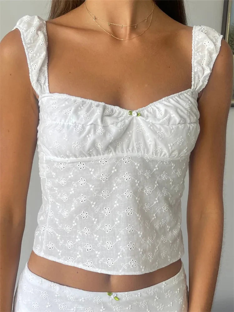 Retro Women  Sleeveless Lace Low Cut Slim Fit Fairycore Grunge  Backless Tie-up Clubwear Crop Top Main image