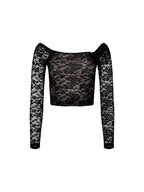Lace Floral Slash Neck Long Sleeve Off Shoulder Spring Fall T-shirts