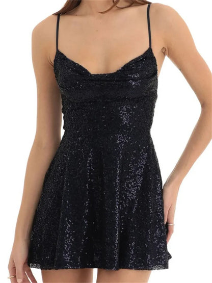 Sequined Sleeveless Sexy A-Line Mini Dresses