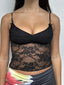 Women Summer Fashion Sleeveless Deep V Neck Lace Floral Mini Vest Party Club See Through 2024 Crop Top
