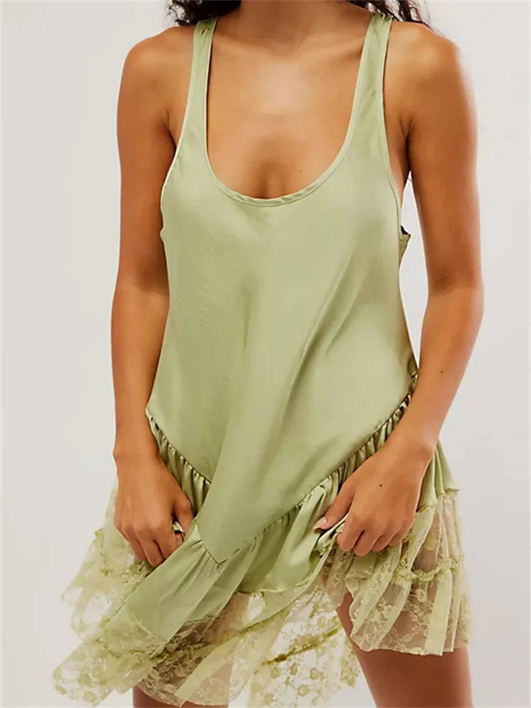 Low Cut  Lace Patchwork Mini Dresses Main image