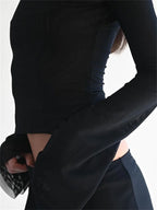 Women Summer Slim Fit Off Shoulder Black Backless Short Clubwear 2024 T-shirts
