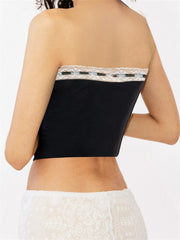 Tube for Women  Strapless Off Shoulder Y2K Fairy Grunge Sleeveless Summer Lace-up Mini Vest Streetwear Crop Top