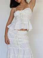 Vintage Lace-up for Women  V-neck Slim Fit Sleeveless Y2K Retro Mini Vest Summer Streetwear Crop Top