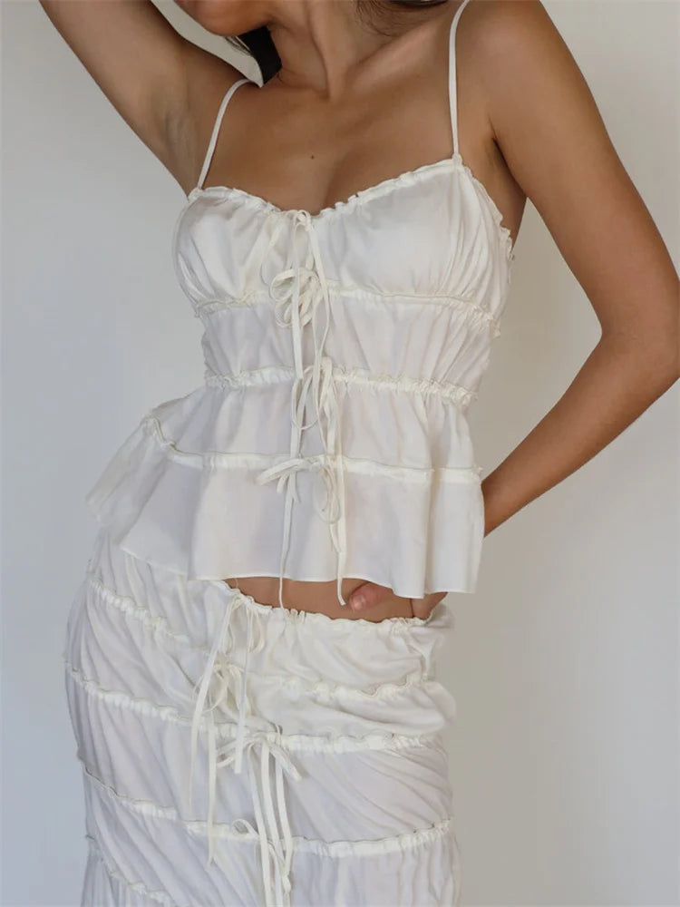 Vintage Lace-up for Women  V-neck Slim Fit Sleeveless Y2K Retro Mini Vest Summer Streetwear Crop Top