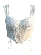 Bustiers Corsets Push Up Floral Embroidery Mesh See Through Camisole Y2K Spaghetti Strap Slim Tops Crop Top