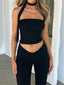 Y2K Tube Ruffles Halter Lace-up Off Shoulder Backless Cropped Fairy Retro Vests Streetwear Crop Top