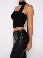 Y2K Tube Ruffles Halter Lace-up Off Shoulder Backless Cropped Fairy Retro Vests Streetwear Crop Top