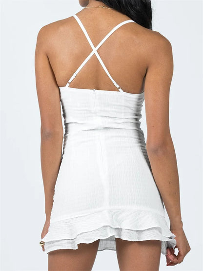 Lace Low Cut Sleeveless Strap Y2K Mini Dresses