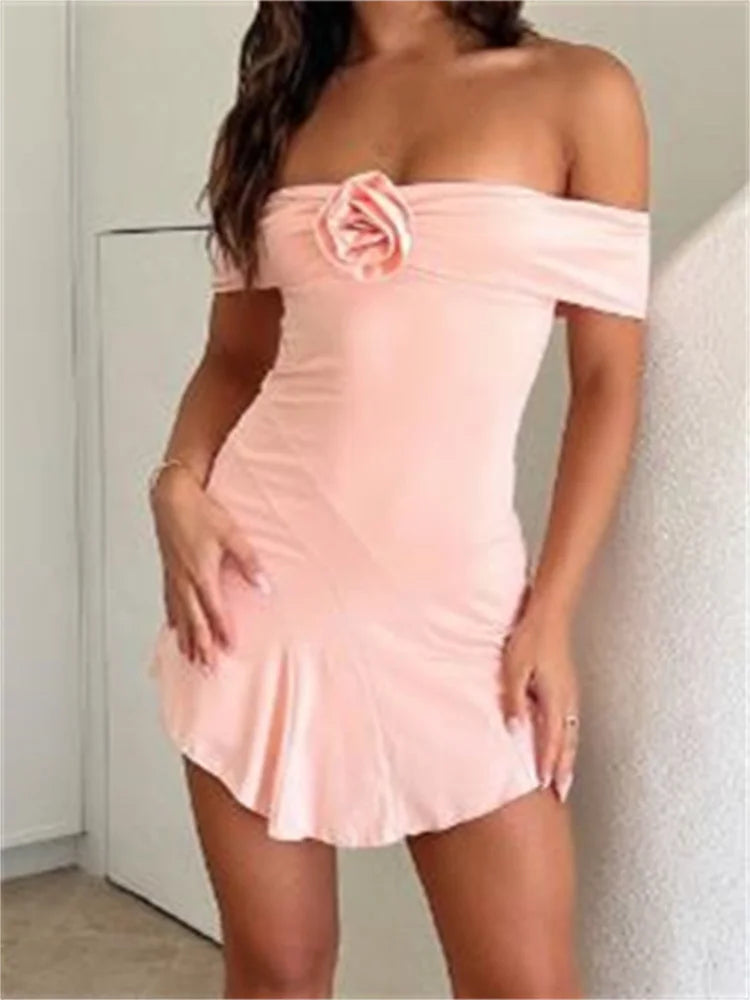 Summer Solid Color Short Sleeve Mini Dresses Main image
