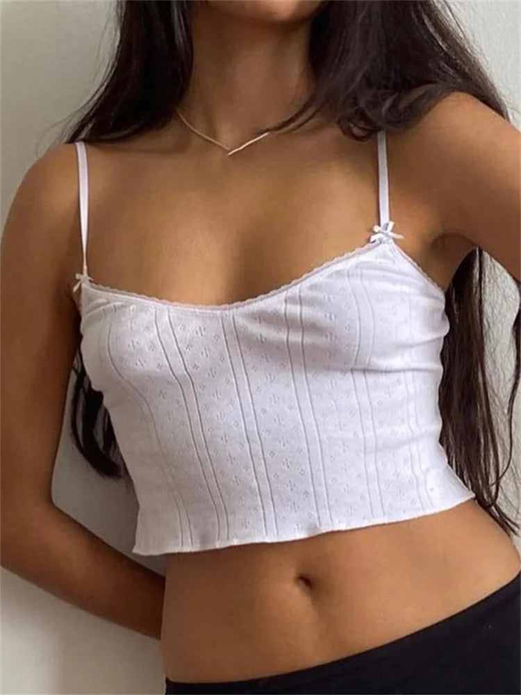 Y2K Sleeveless Strap Lace Patchwork Vest Low Cut Slim Fit Summer Fairy Grunge Cropped Clubwear Crop Top Main image