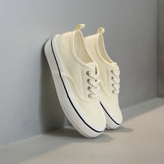 Canvas Lace Up Shallow Casual Shoes Round Toe SSolid Color Comfort Runner Outsole Sweet Novelit Shoes For Women Concise Fashion