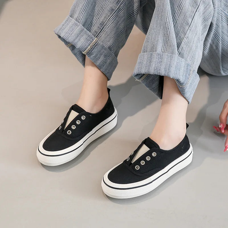Canvas Lace Up Shallow Casual Solid Color Comfort Runner Outsole Fashion Skateboard Secondary image