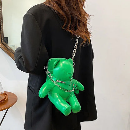 Cartoon Cute Luxury Designer Bear Doll Fashion Chain Phone Bag