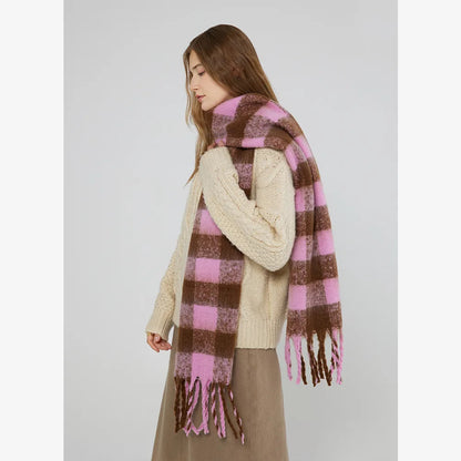 Cashmere Scarf Women Fall Winter Checkerboard Plaid Long Scarf