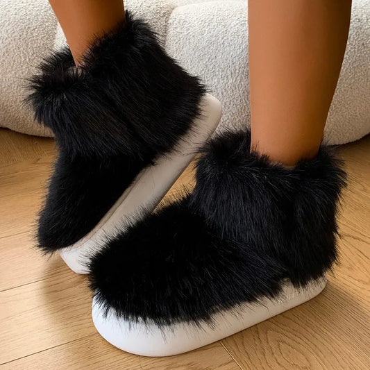 Casual Fashion Plush Women Shoes 2024 Winter New Plush and Warm Women's Snow Boots Casual and Versatile Female Platform Shoes