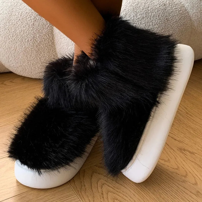 Casual Fashion Plush Women Shoes 2024 Winter New Plush and Warm Women's Snow Boots Casual and Versatile Female Platform Shoes