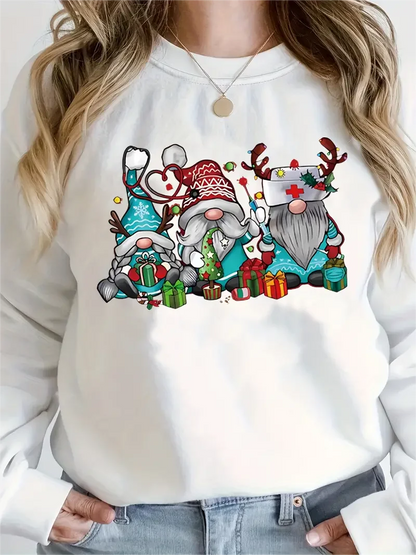 Christmas Dwarf Casual Long Sleeve Crew Neck Hoodie