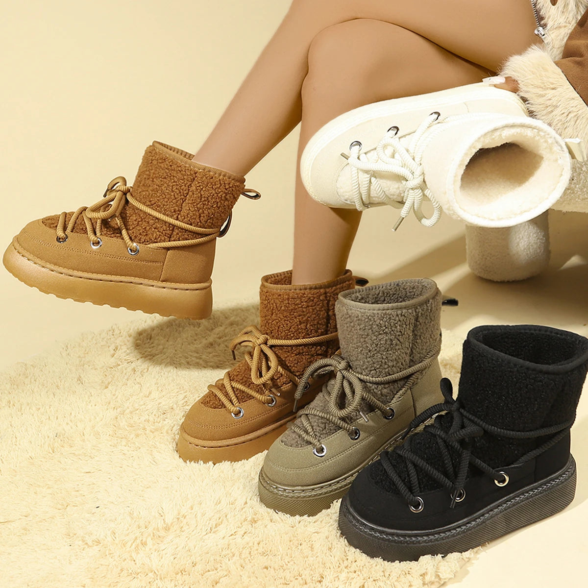 Cold-proof Lace Up Waterproof Anti-slip Fashion Short Snow Boot Secondary image