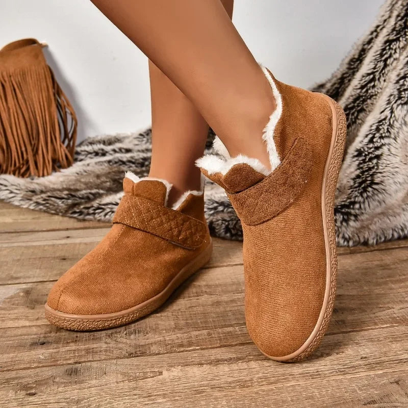 Comfortable and Warm Plush Women Shoes 2024 Casual Retro Women's Short Boots Anti-slip and Wear-resistant Fashionable Snow Boots